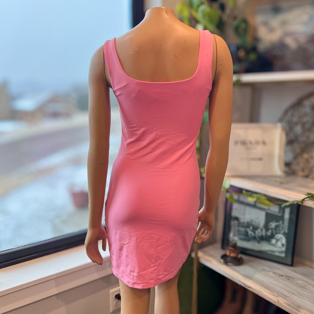 NWT Francesca’s Tina Pink Square Neck Bodycon Nylon Tank Mini Dress - Medium - Picture 3 of 9